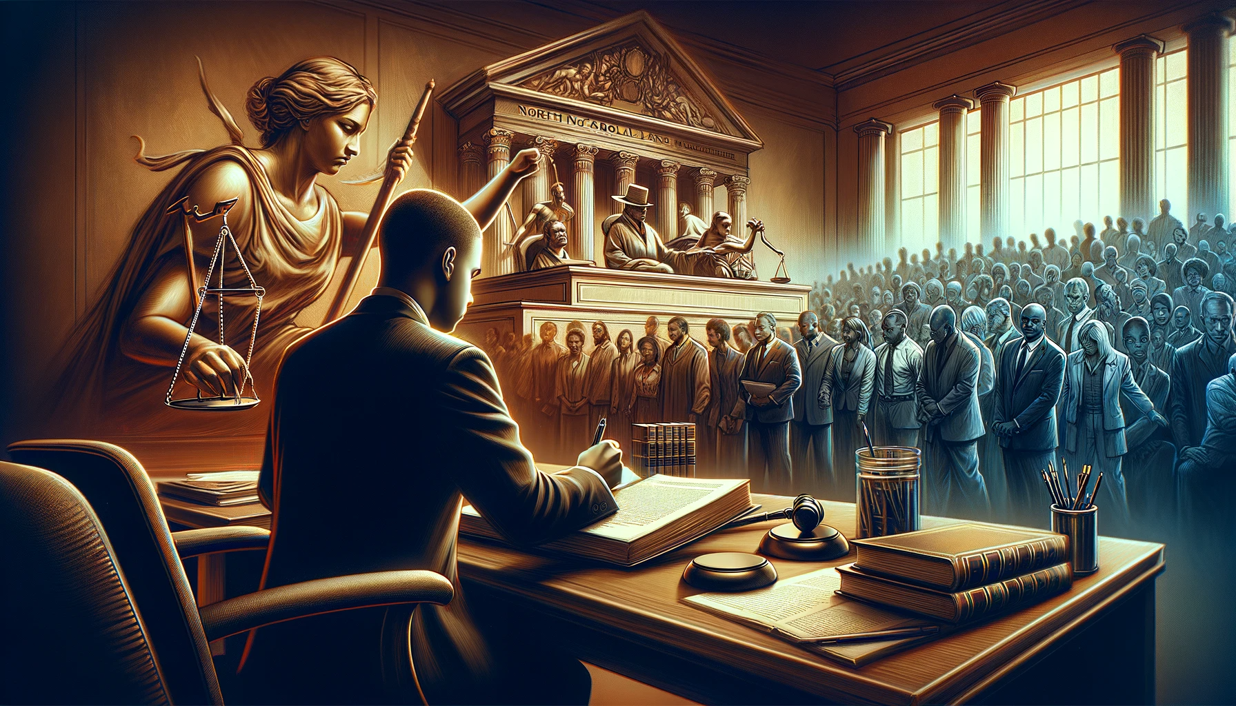 Criminal defense investigator in courtroom