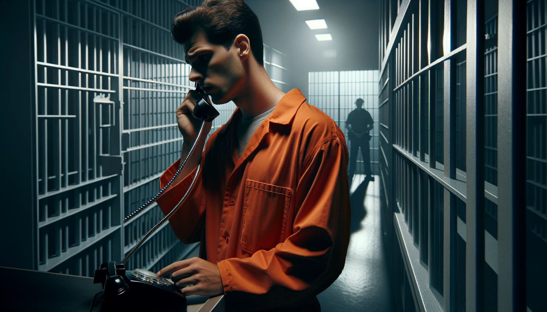 Defendant in jail talking on the phone