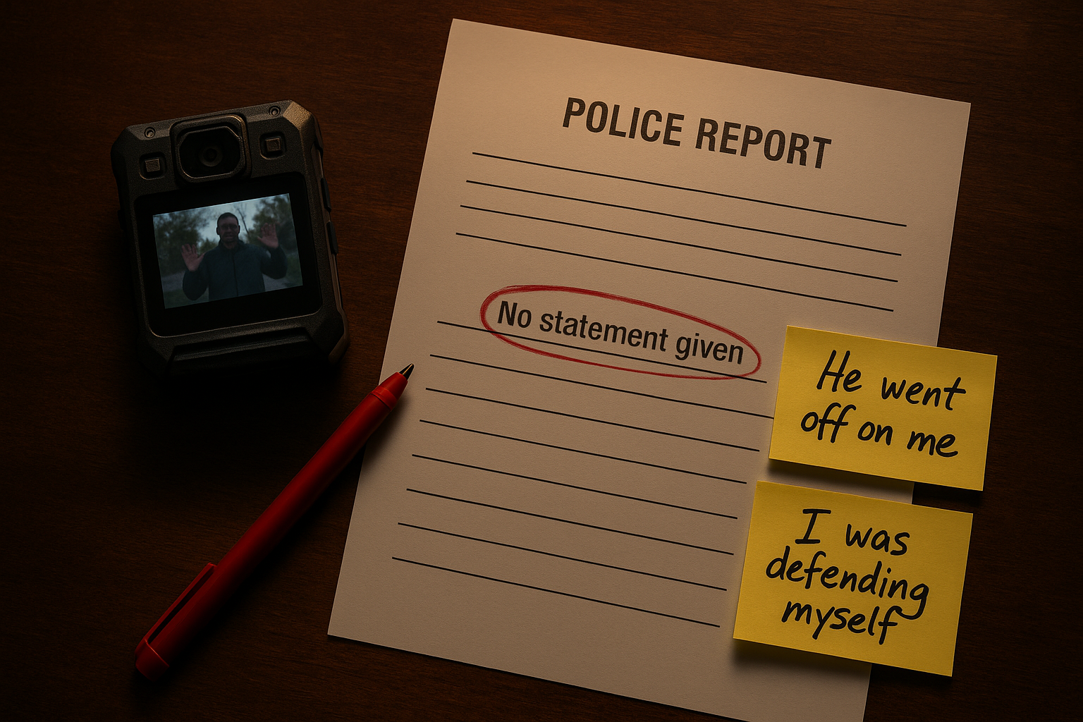 When Silence Speaks Louder: Spotting Omitted Self-Defense Statements in Police Reports